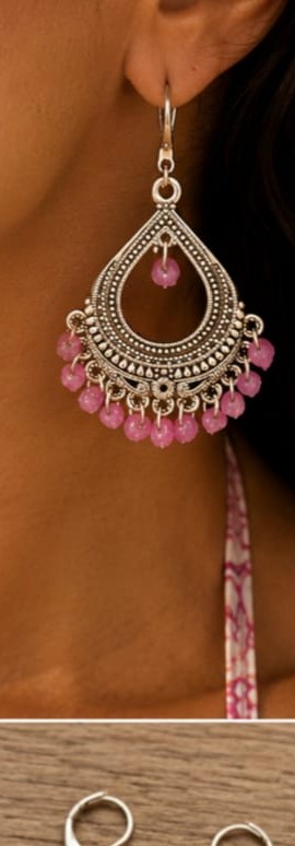 Clover Knot Gemstone Drops worn on model